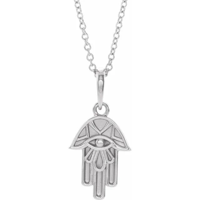 Detailed Hamsa Evil Eye Necklace