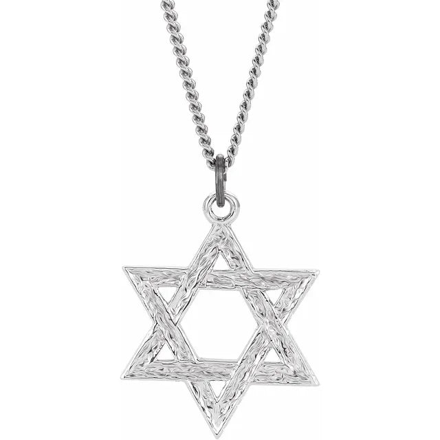 Textured Magen David Necklace