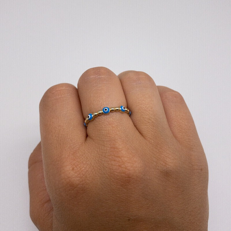 gold evil eye ring