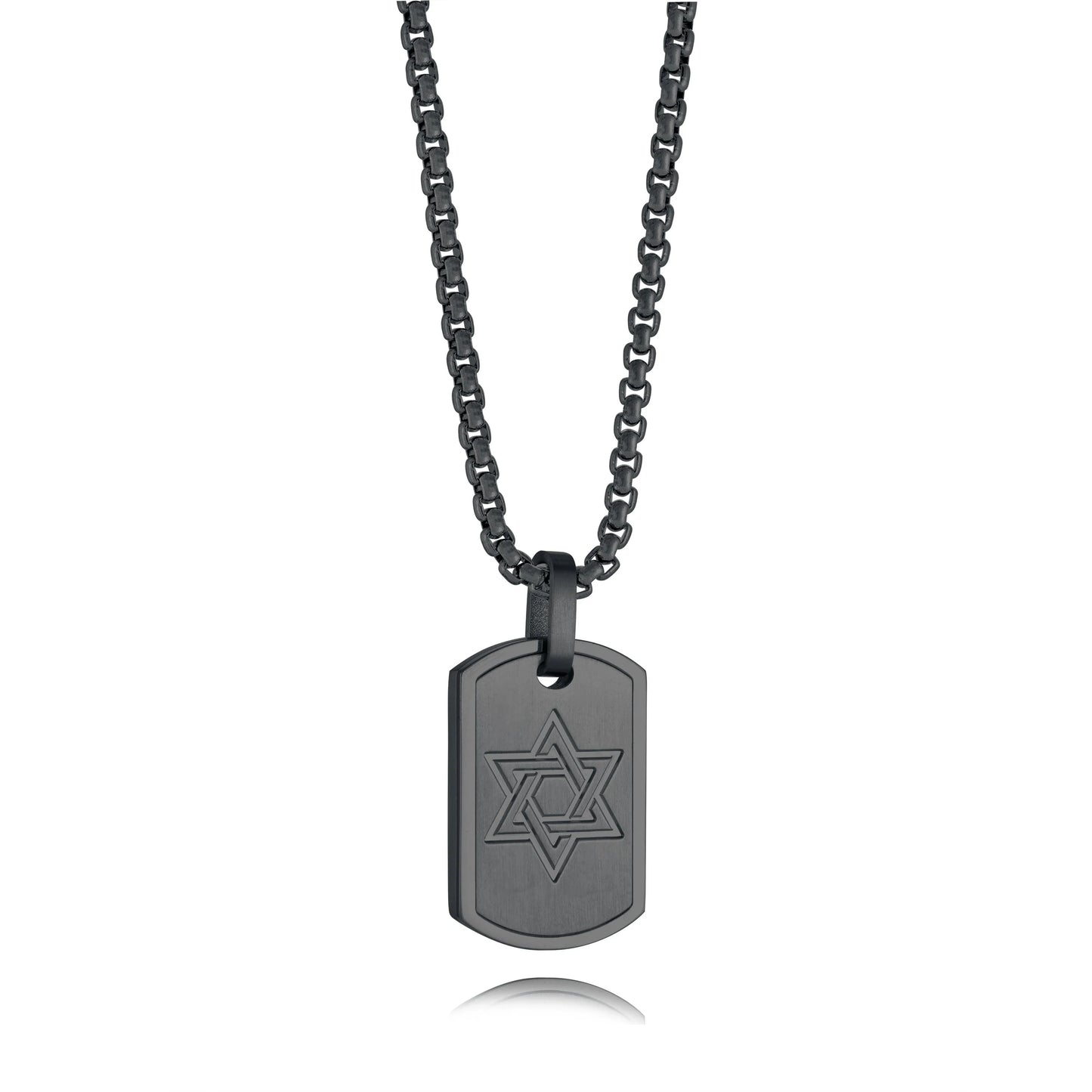Engraved Dogtag Magen David Necklace