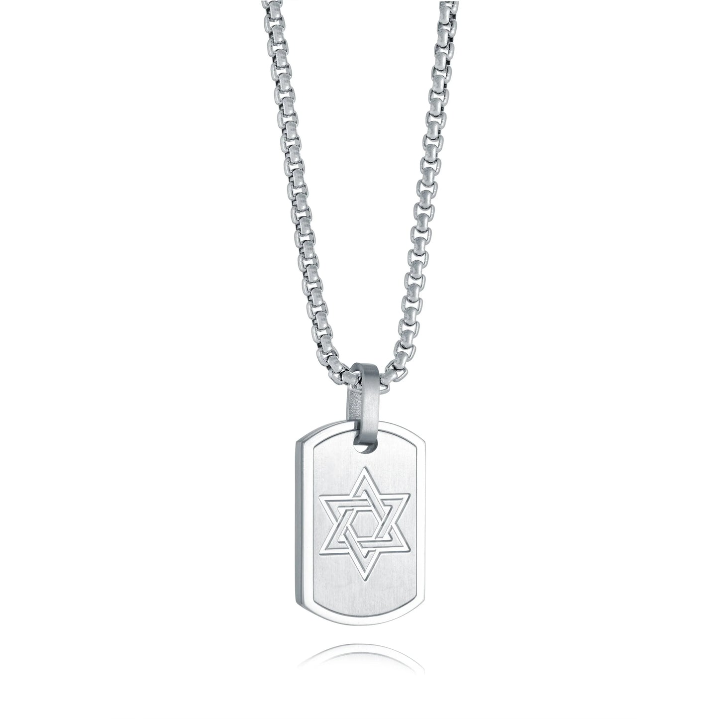 Engraved Dogtag Magen David Necklace