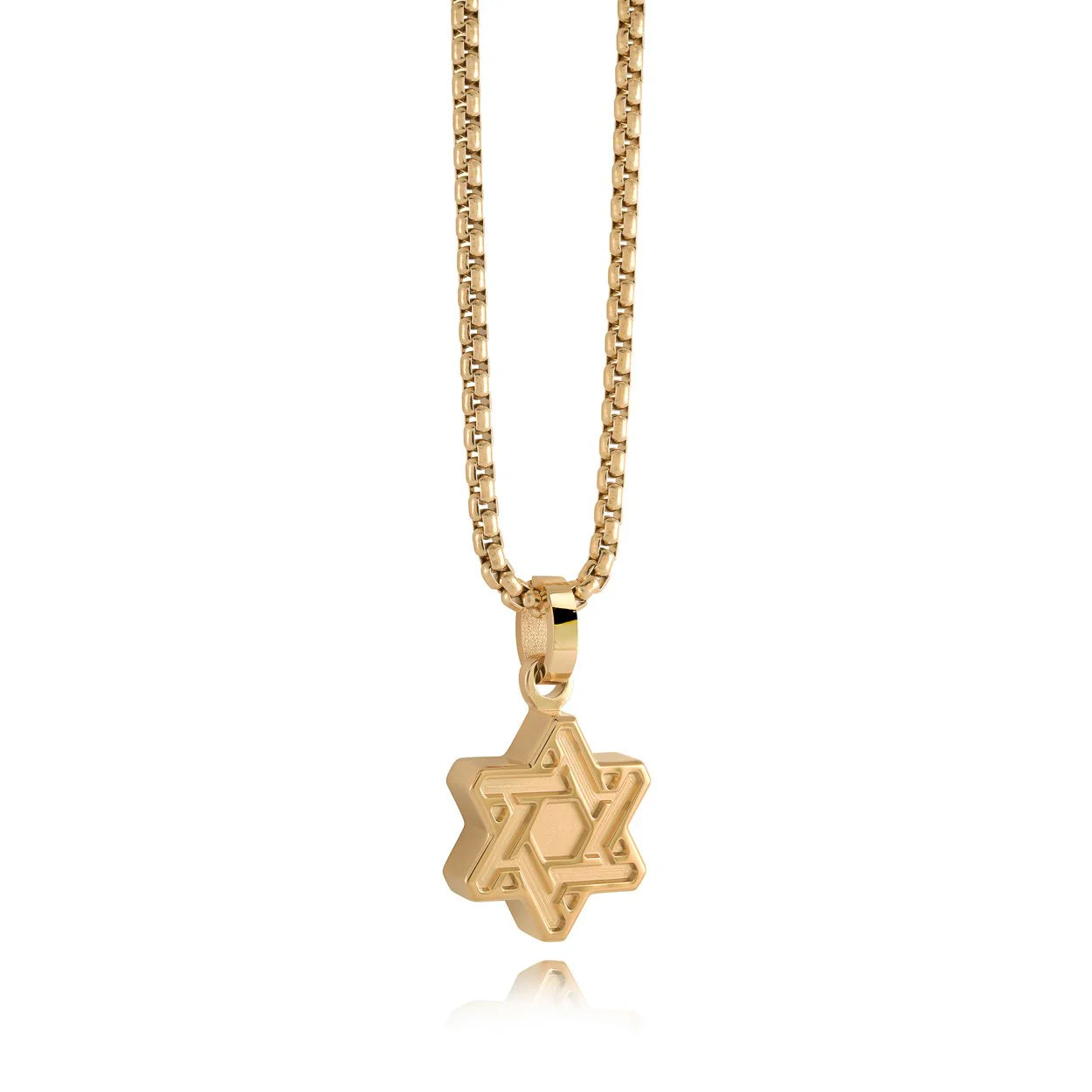 Solid Engraved Magen David Pendant Necklace