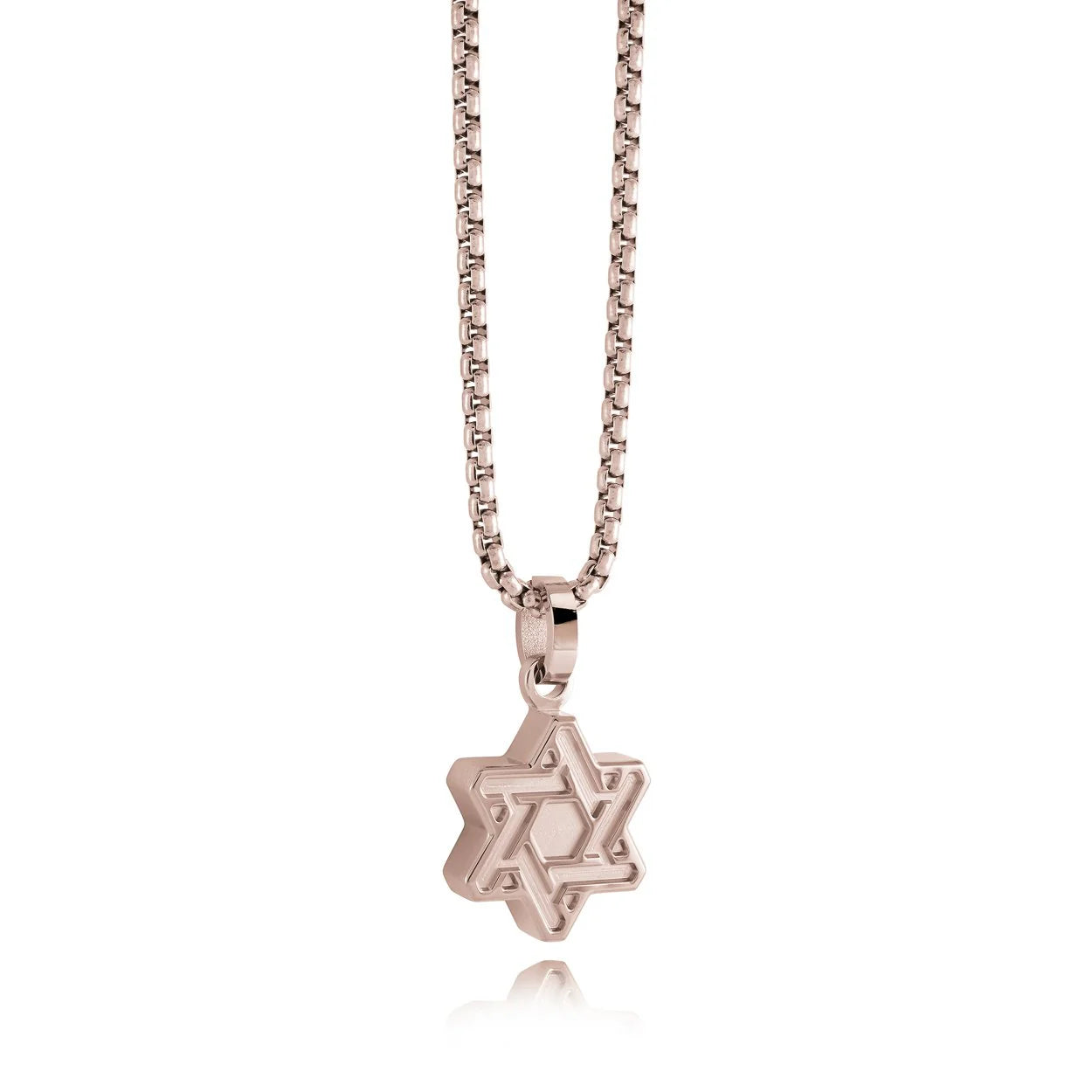 Solid Engraved Magen David Pendant Necklace