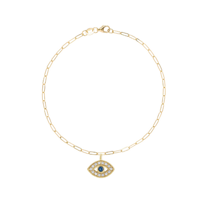 Diamond Evil Eye Charm Bracelet