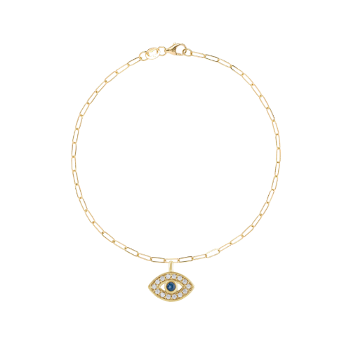 Diamond Evil Eye Charm Bracelet