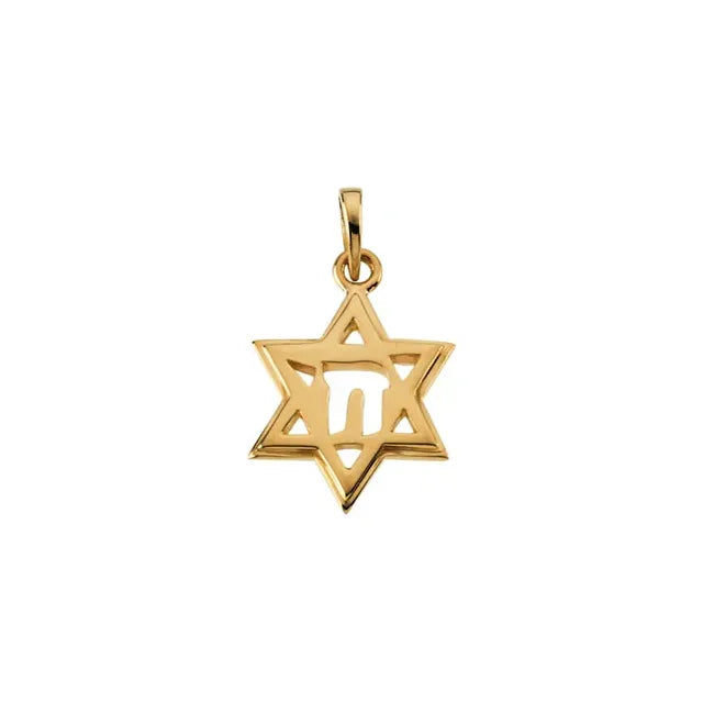 Magen David Charm Necklace With Chai