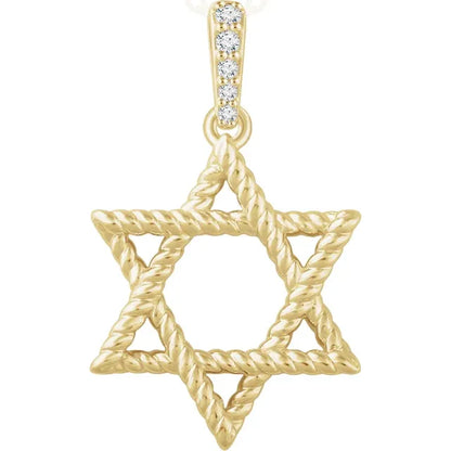 Rope Magen David Pendant With Diamond Bail