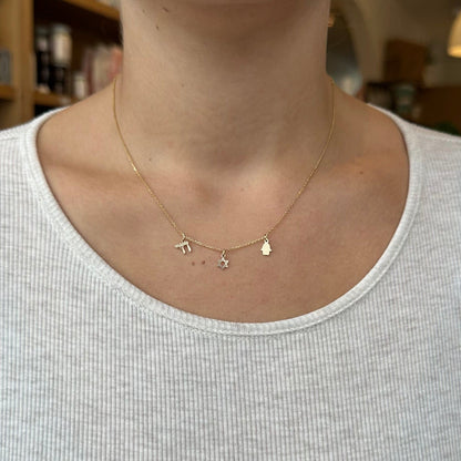 Chamsa, Magen David, Chai Necklace