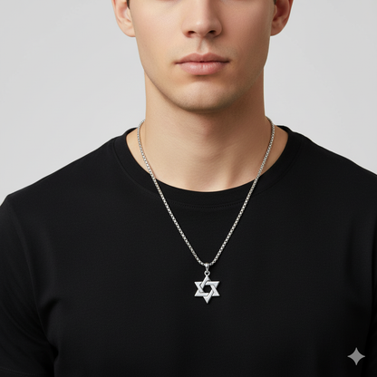 Two-Toned Modern Magen David Pendant Necklace