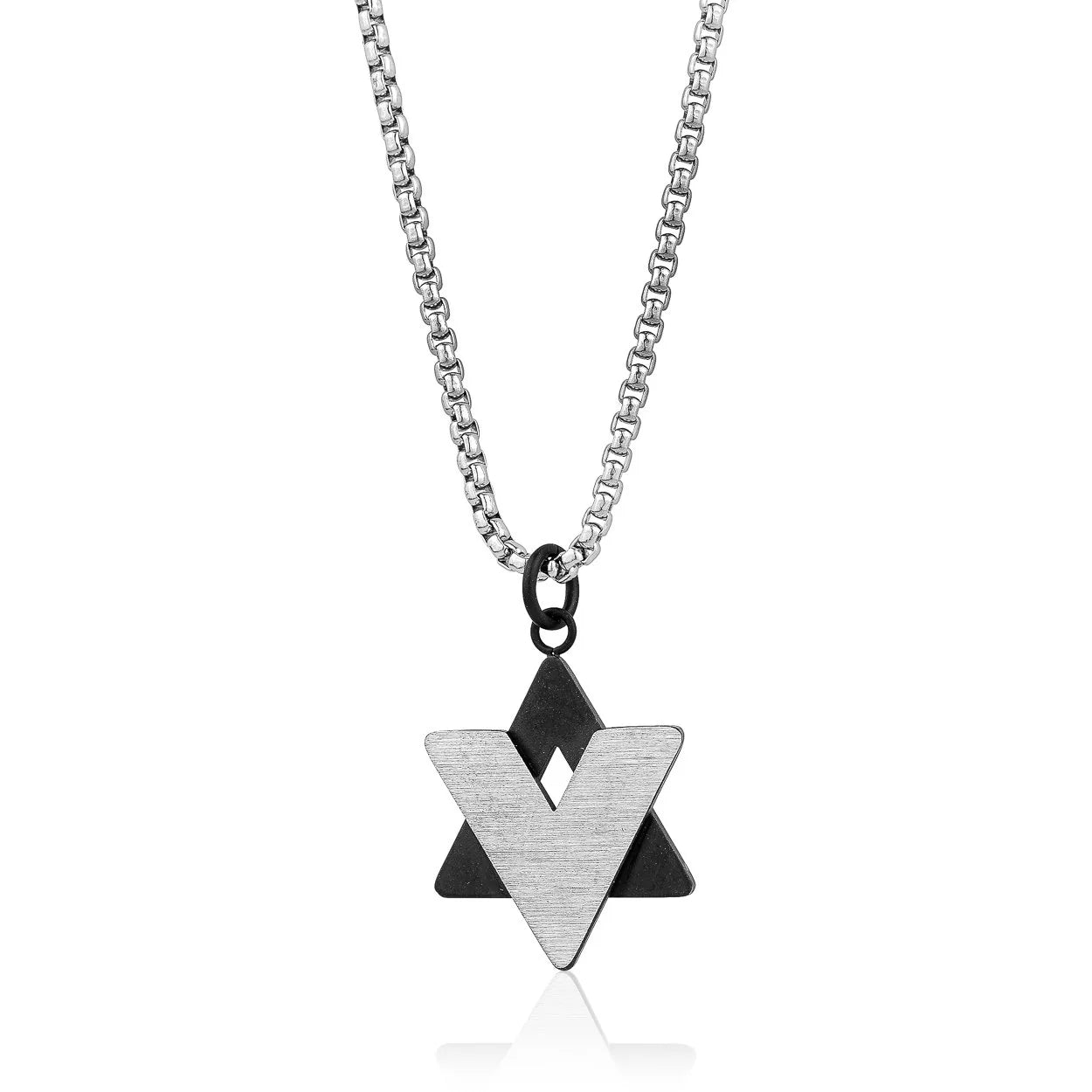 Two-Toned Overlapping Magen David Pendant Necklace