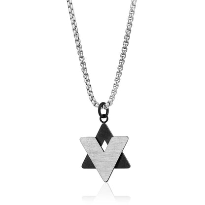 Two-Toned Overlapping Magen David Pendant Necklace