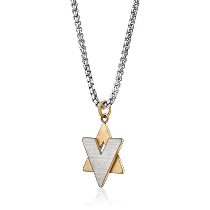 Two-Toned Overlapping Magen David Pendant Necklace