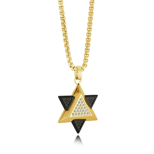 Black and Gold Two-Toned Magen David Necklace