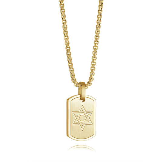 Engraved Dogtag Magen David Necklace