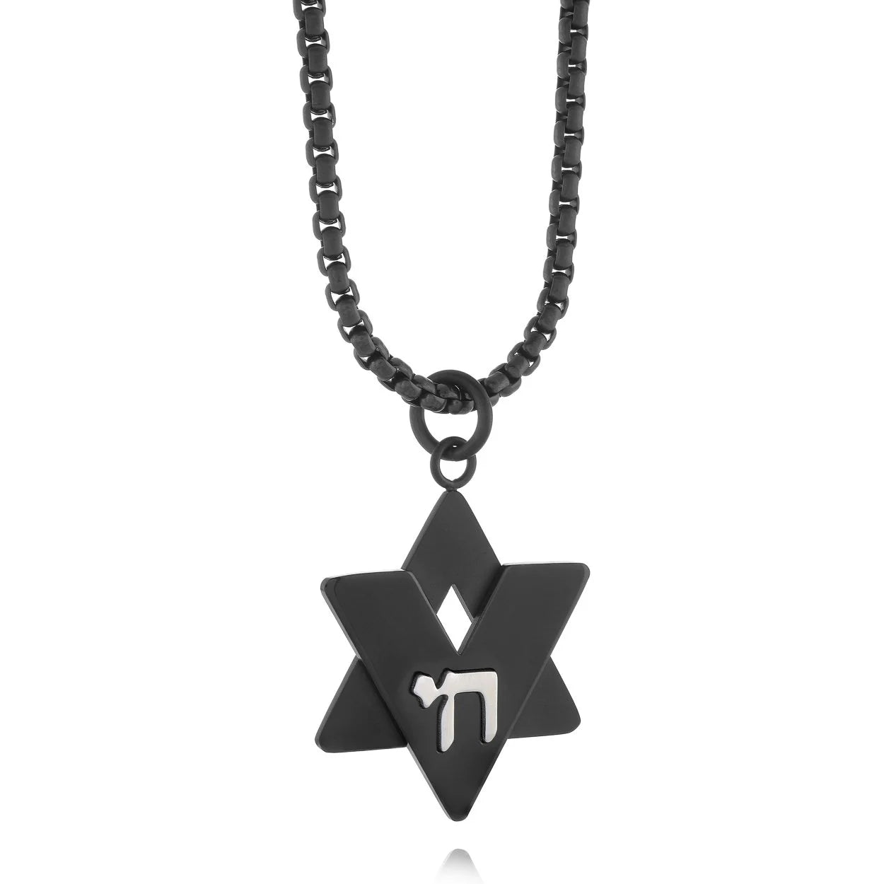 Magen David Pendant Necklace With Engraved Chai