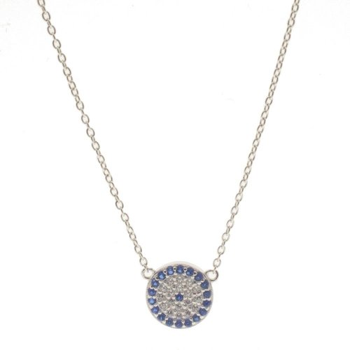 CZ Round Evil Eye Necklace