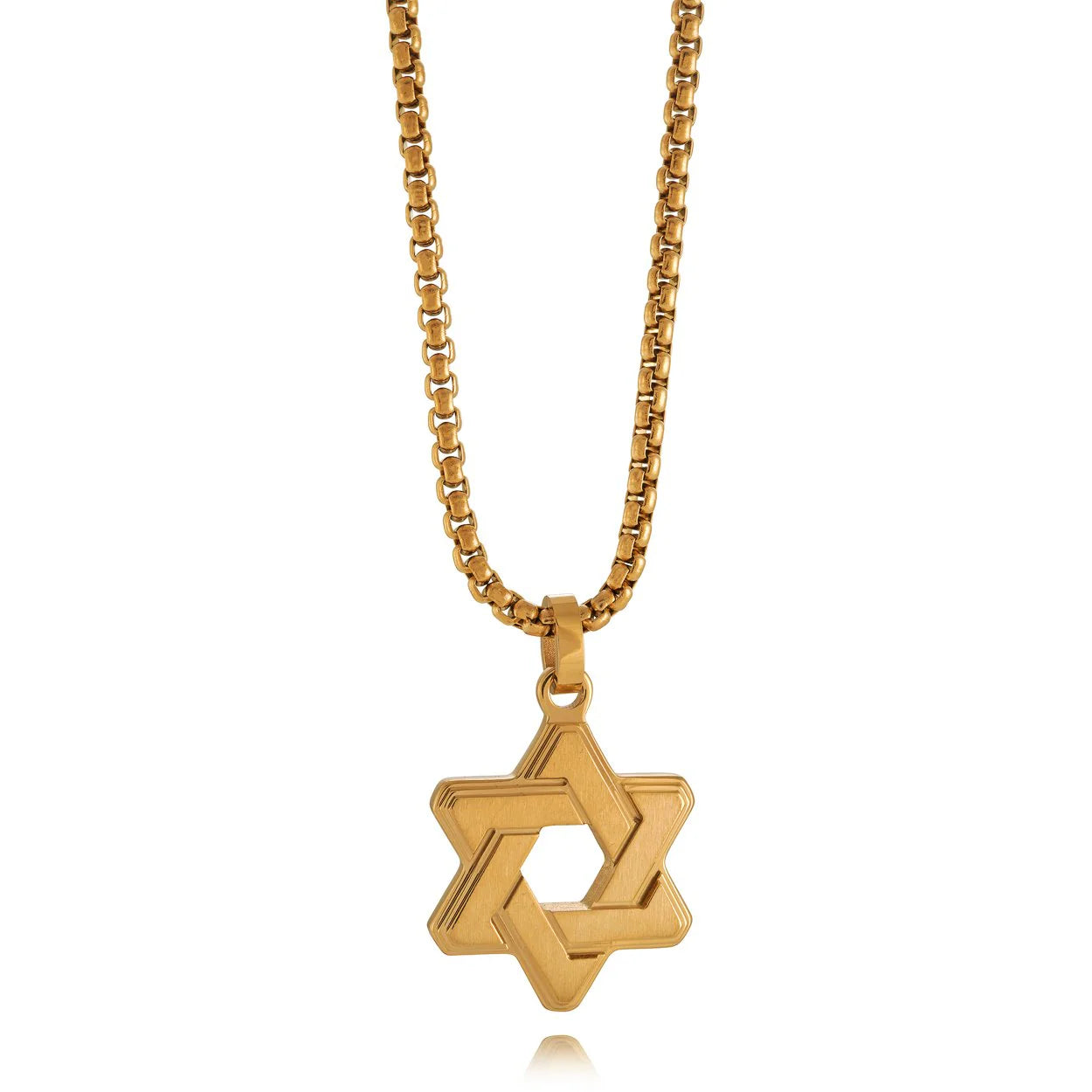 Sophisticated Overlapping Magen David Pendant Necklace