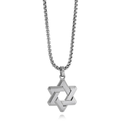 Sophisticated Overlapping Magen David Pendant Necklace