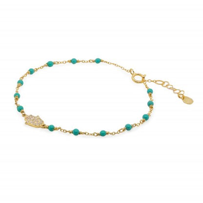 Turquoise Beaded Hamsa Bracelet