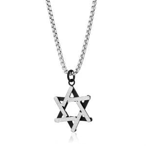 Thin Two-Toned Magen David Pendant Necklace