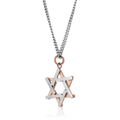 Thin Two-Toned Magen David Pendant Necklace