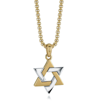 Two-Toned Modern Magen David Pendant Necklace