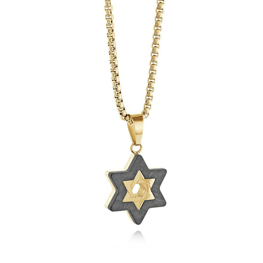 Two Toned Outlined Magen David Pendant Necklace