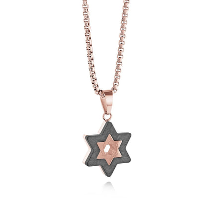 Two Toned Outlined Magen David Pendant Necklace